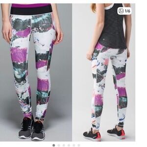 Lululemon Speed Tight IV Oil Slick Abstract Print Ruched Leggings Purple Multi 2